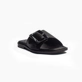Spanish Women Black Leather Slipper #1516