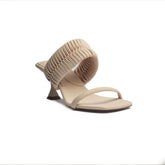 Turkish Women Beige Cloth Heels #1603