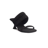 Turkish Women Black Cloth Heels #1604