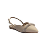 Turkish Women Beige Satin Mules #1611
