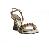 Turkish Women Gold Satin Heels #1629