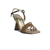 Turkish Women Gold Leather Heels #1634