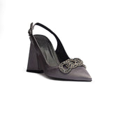 Turkish Women Grey Satin Heels #1680
