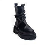 Turkish Women Black Leather Half Boot #1688