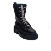 Turkish Women Black Leather Half Boot #1690