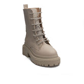 Turkish Women Beige Leather Half Boot #1691