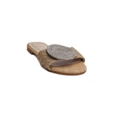Turkish Women Beige Khesh Slipper #1709