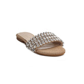 Turkish Women Beige Khesh Slipper #1710