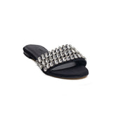 Turkish Women Black Satin Slipper #1711