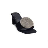 Turkish Women Black Satin Heels #1716