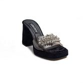 Turkish Women Black Velvet Wedges #1795