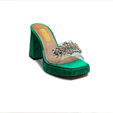Turkish Women Green Velvet Wedges #1796