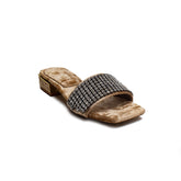 Turkish Women Gold Velvet Slipper #1800