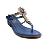 Europeon Union Women Dark Blue Leather Sandal #1830