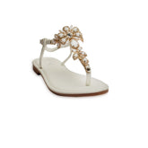 Europeon Union Women White Leather Sandal #1867