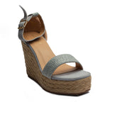 Europeon Union Women Grey Leather * Chamois Wedges #1890
