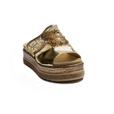 Turkish Women Gold Vernis Leather Slipper #1982