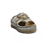 Turkish Women Silver Vernis Leather Slipper #1983