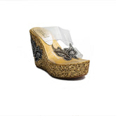 Turkish Women Gold Leather Wedges #1986