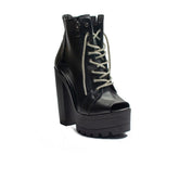 Turkish Women Black Leather Heels #2050