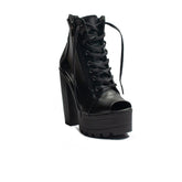 Turkish Women Black Leather Heels #2051