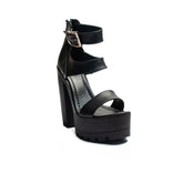 Turkish Women Black Leather Heels #2052