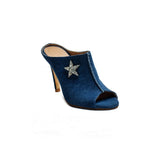 Turkish Women Blue Cloth Heels #2101