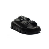 Turkish Women Black Leather Slipper #2125