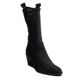 Turkish Women Black Chamois Half Boot #2175