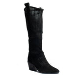 Turkish Women Black Chamois Half Boot #2178