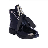 Europeon Union Women Black Vernis Leather Half Boot #2218