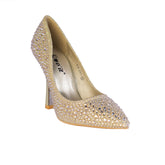 Europeon Union Women Gold Leather * Glitter Heels #2226