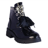 Europeon Union Women Black Vernis Leather Half Boot #2228