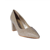 Europeon Union Women Gold Glitter Heels #2241
