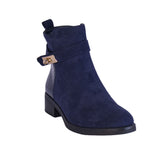 Europeon Union Women Dark Blue Chamois Half Boot #2270