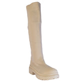 Europeon Union Women Off White Cloth Boots #2286