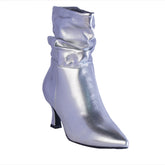 Europeon Union Women Silver Leather Half Boot #2339