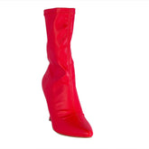Europeon Union Women Red Leather Half Boot #2365