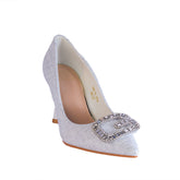Europeon Union Women White Satin Heels #2368