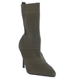 Europeon Union Women Green Cloth Heels #2392