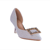 Europeon Union Women Silver Glitter Heels #2394