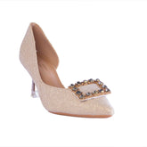 Europeon Union Women Gold Glitter Heels #2395