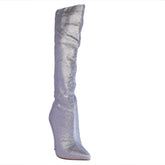 Europeon Union Women Silver Glitter Boots #2519
