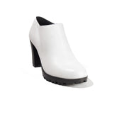 Women White Leather Heels #2620