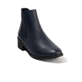 Women Dark Blue Leather Half Boot #2630