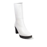 Women White Leather Half Boot #2640