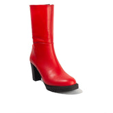Women Red Leather Half Boot #2641