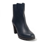 Women Dark Blue Leather Half Boot #2643