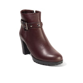 Women Maroon Leather Half Boot #2666