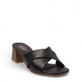 Women Black Leather Wedges #2697